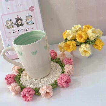 Handmade Crochet Flower Coaster & Bouquet Blanket, Mother's Day Gift, Birthday Gift for Besties 3
