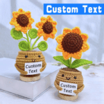 Handmade Crochet Double Sunflower Pot, Hugging Heart, Thank You Gift 1