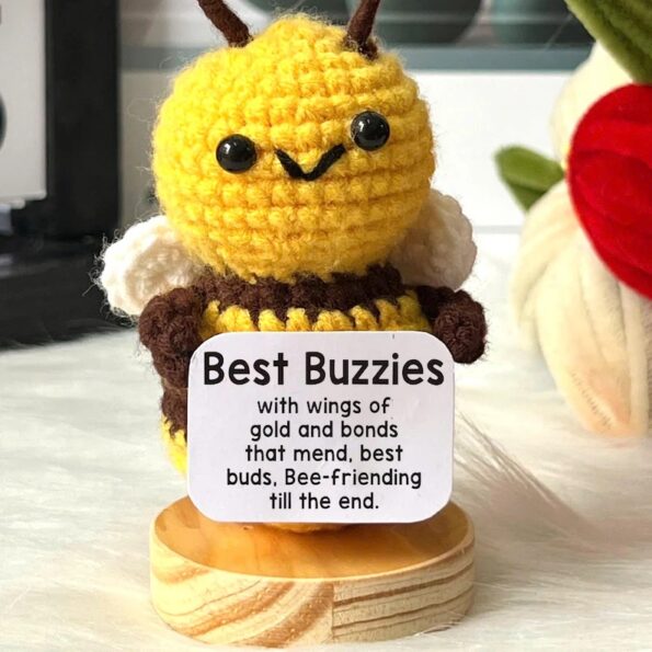 Cute Mini Crochet Positive Bee, Thank You Gift for Wife, Teacher, Nurse 1
