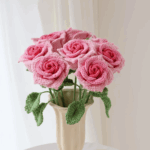 Handmade Crochet Red & Pink Rose, Personalized Gift for Girlfriend 1