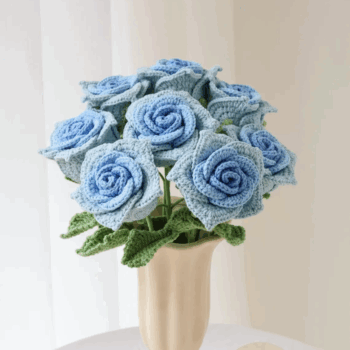 Handmade Crochet Red & Pink Rose, Personalized Gift for Girlfriend 1