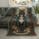 Personalized Pet Halloween Blanket – Custom Woven Throw 3