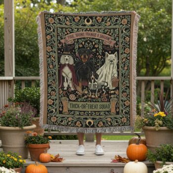 Luxury Dog Lovers Woven Blanket – 100% Cotton Custom Halloween Throw 2