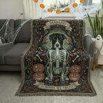 2025 Custom Pet Lovers Blanket – Skeleton Personalized Halloween Woven Throw 2