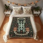 2025 Custom Pet Lovers Blanket – Skeleton Personalized Halloween Woven Throw 2