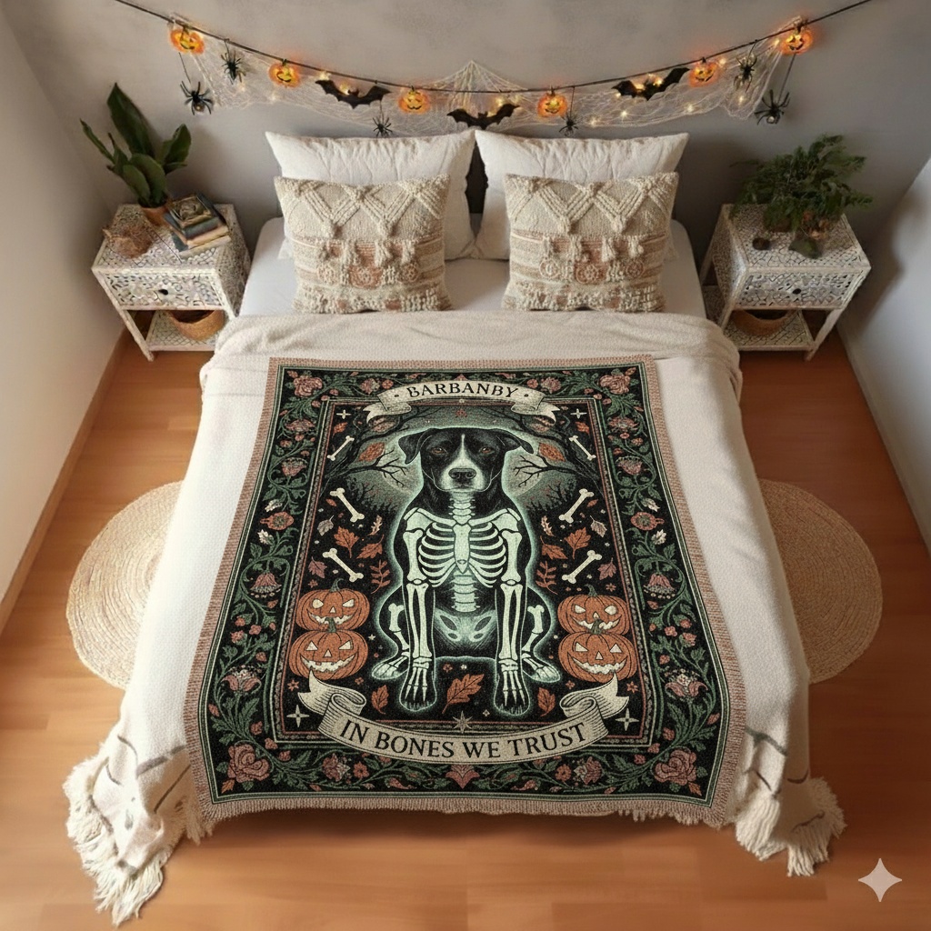 2025 Custom Pet Lovers Blanket – Skeleton Personalized Halloween Woven Throw 1 2025 Custom Pet Lovers Blanket – Skeleton Personalized Halloween Woven Throw 1
