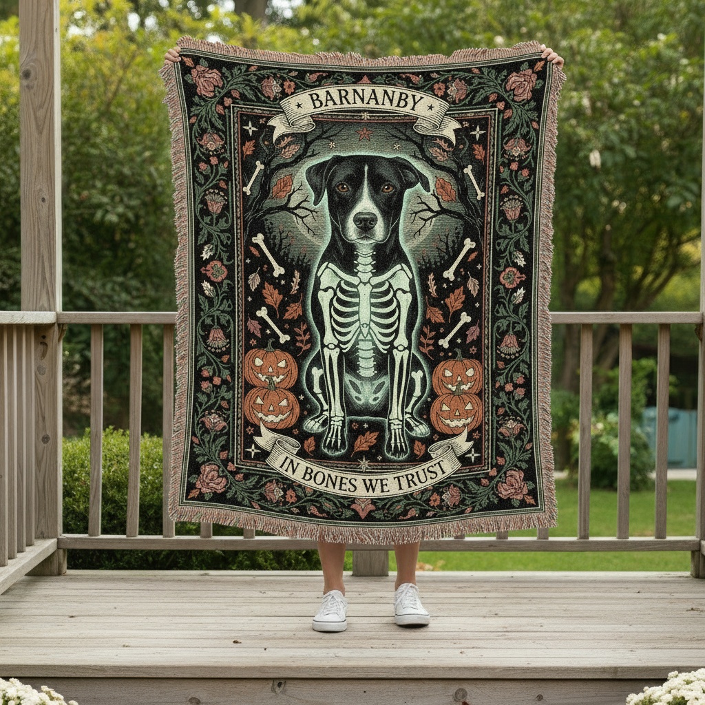 2025 Custom Pet Lovers Blanket – Skeleton Personalized Halloween Woven Throw 2 2025 Custom Pet Lovers Blanket – Skeleton Personalized Halloween Woven Throw 2