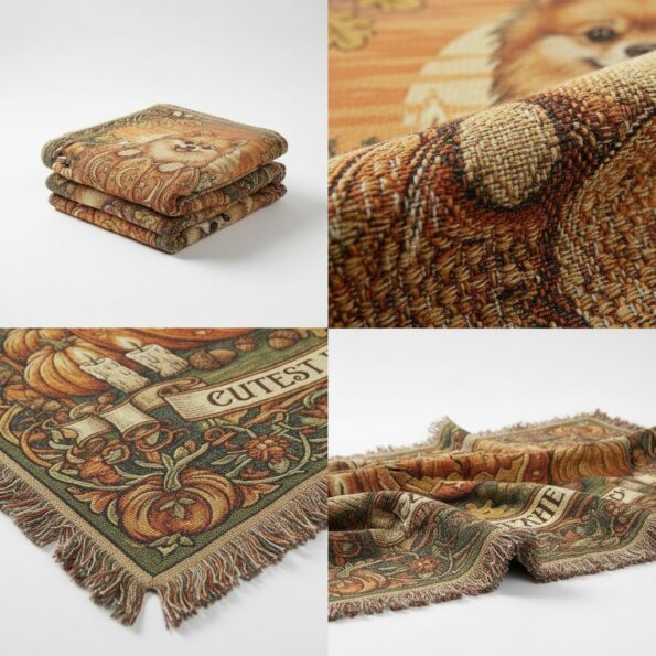 2025 Adorable Fall Pet Blanket – Custom Woven Pumpkin Patch Throw 1