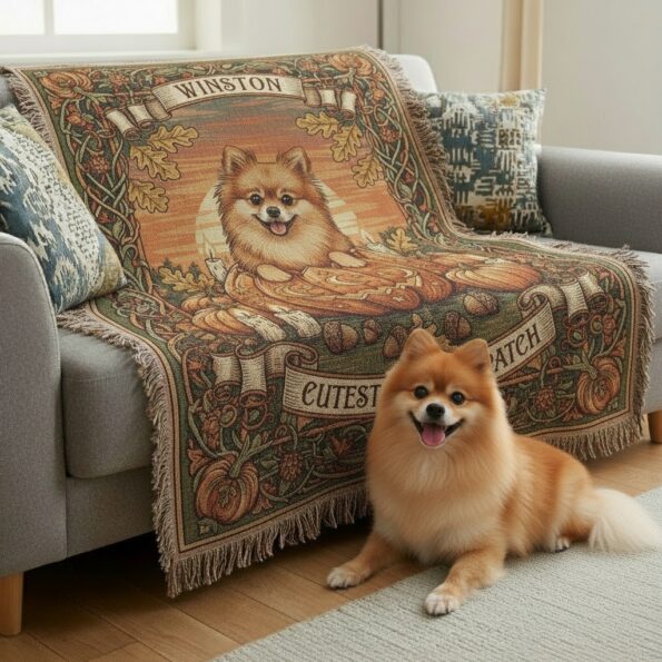2025 Adorable Fall Pet Blanket – Custom Woven Pumpkin Patch Throw 3