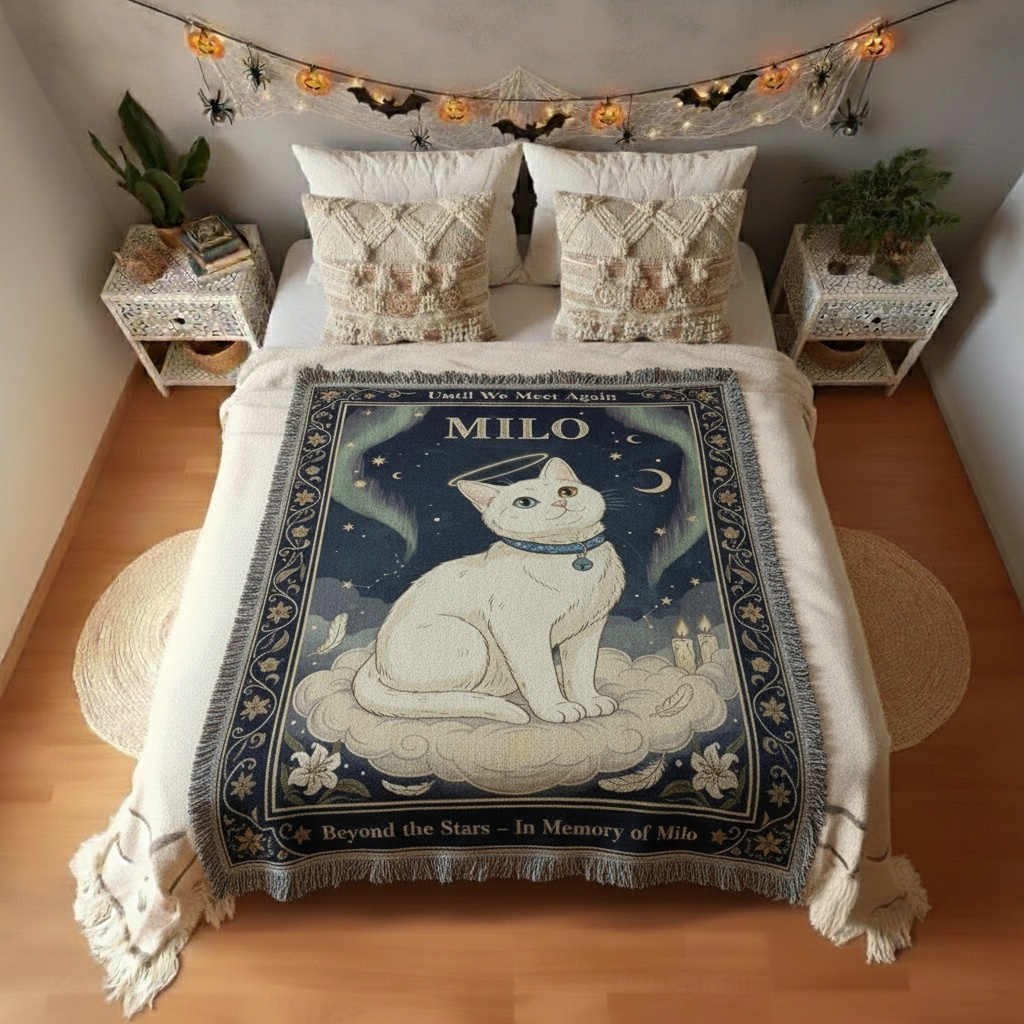 2025 Heavenly Pet Memorial Blanket – Personalized Woven Cat Tribute Throw 1 2025 Heavenly Pet Memorial Blanket – Personalized Woven Cat Tribute Throw 1