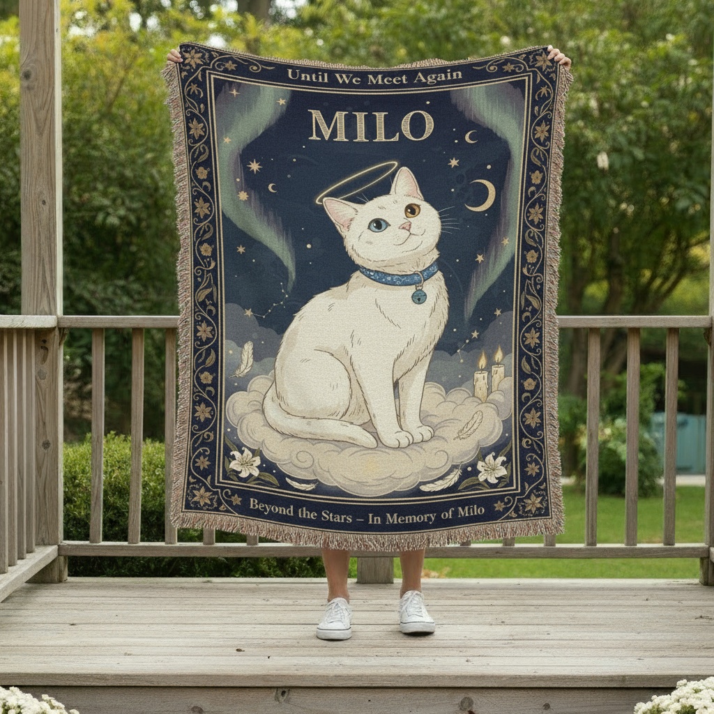 2025 Heavenly Pet Memorial Blanket – Personalized Woven Cat Tribute Throw 2 2025 Heavenly Pet Memorial Blanket – Personalized Woven Cat Tribute Throw 2
