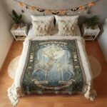 Enchanting Deer Couple Woven Blanket – Personalized Moonlit Throw 3
