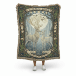 Enchanting Deer Couple Woven Blanket – Personalized Moonlit Throw 3