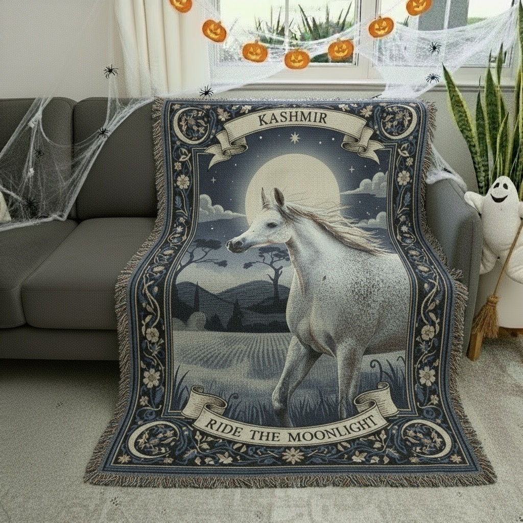 Mystical Horse Woven Throw – Ride the Moonlight Cotton Blanket 1 Mystical Horse Woven Throw – Ride the Moonlight Cotton Blanket 1