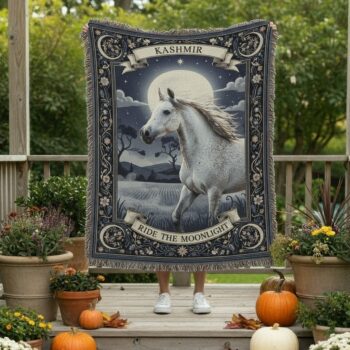 Mystical Horse Woven Throw – Ride the Moonlight Cotton Blanket 5