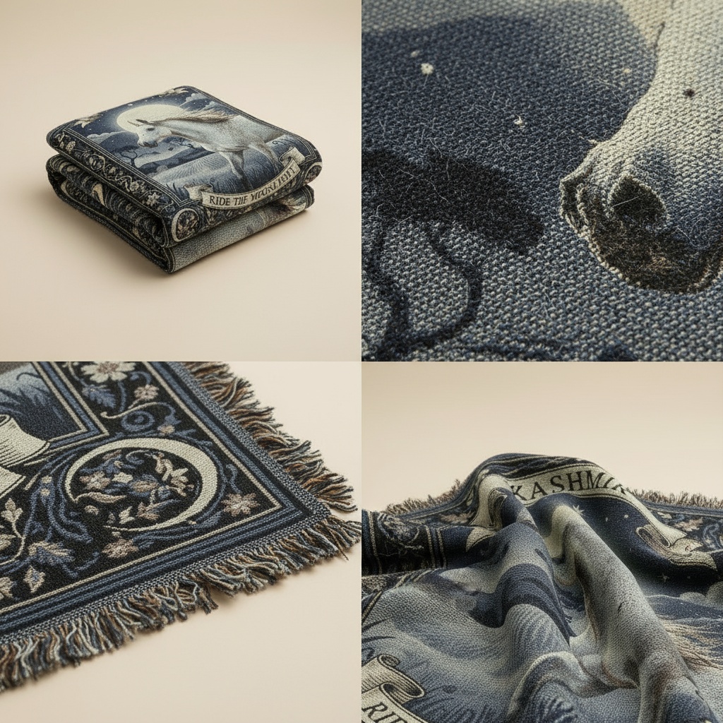 Mystical Horse Woven Throw – Ride the Moonlight Cotton Blanket 3 Mystical Horse Woven Throw – Ride the Moonlight Cotton Blanket 3