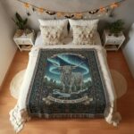 Celestial Highland Cow Woven Blanket – Where Magic Meets