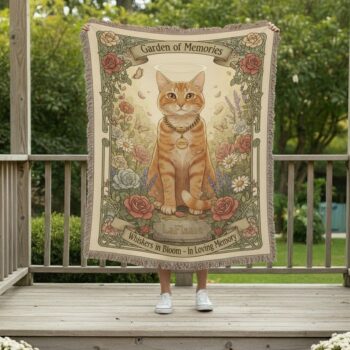 Garden of Memories Pet Remembrance Blanket –Custom Woven Floral