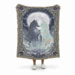 2025 Moon Spirits Wolf Couple Woven Blanket – Mystical Celtic Design 3
