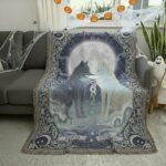 2025 Moon Spirits Wolf Couple Woven Blanket – Mystical Celtic Design 3