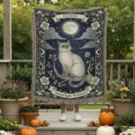 Moonlight Whiskers Mystical Cat Woven Throw – Enchanting Celestial Blanket 2