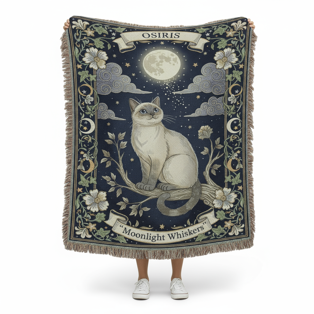 Moonlight Whiskers Mystical Cat Woven Throw – Enchanting Celestial Blanket 3 Moonlight Whiskers Mystical Cat Woven Throw – Enchanting Celestial Blanket 3