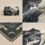 2025 Two Souls, One Moon – Mystical Couple Wolf Woven Blanket 1