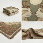 Until We Meow1 Cat Wedding Woven Blanket – Personalized Art Nouveau Keepsa