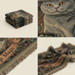 Stirring Up Magic Cat Woven Tapestry – Personalized Witchy Halloween Throw 4
