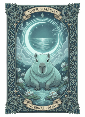 Capybara River Guardian Woven Blanket – Celestial Moonlight Calm
