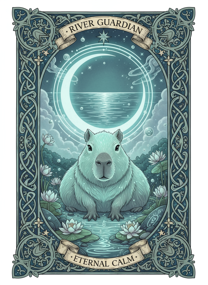 Capybara River Guardian Woven Blanket – Celestial Moonlight Calm Capybara River Guardian Woven Blanket – Celestial Moonlight Calm