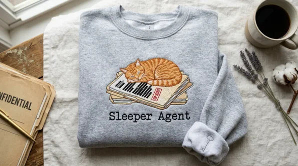 Learn what are sleeper cells with this cozy Sleeper Agent embroidered sweatshirt.