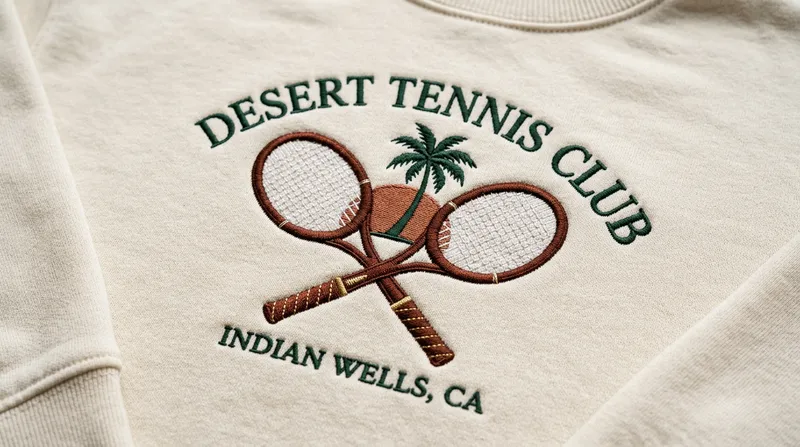 Front view of the Desert Tennis Club Vintage Embroidered Sweatshirt