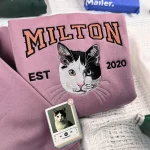 cat embroidered shirts custom pet portrait from photo t shirt sweater unique gif 1
