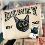 pet embroidery sweatshirt from photo custom cat portrait shirt unique gift for m 1