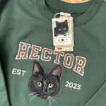pet portrait gift custom cat face name embroidery sweatshirt personalized cat lo 1