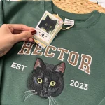 pet portrait gift custom cat face name embroidery sweatshirt personalized cat lo 1