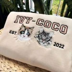 pet lovers shirts custom 2 pet portraits embroidered sweatshirt unique pet memor 1