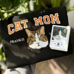 unique cat lovers gifts personalized cat mom sweatshirt from photo portrait cust 1