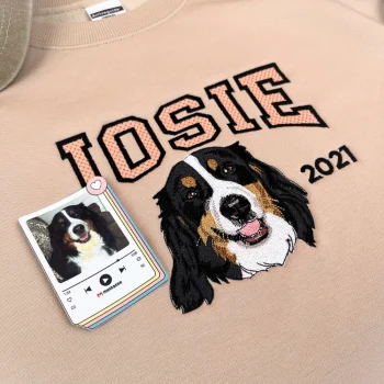 Adorable EMBROIDERED Custom Pet T-shirt Comfort Colors®- Dog Portrait Shirt - Dog Mom Gift- Dog Embroidery - Dog Lover