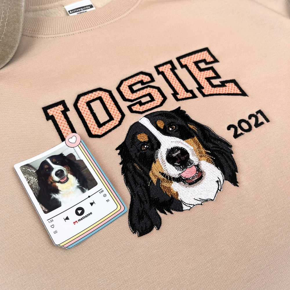 adorable embroidered custom pet t shirt comfort colors dog portrait shirt dog mo 2 Adorable EMBROIDERED Custom Pet T-shirt Comfort Colors®- Dog Portrait Shirt - Dog Mom Gift- Dog Embroidery - Dog Lover - Image 2