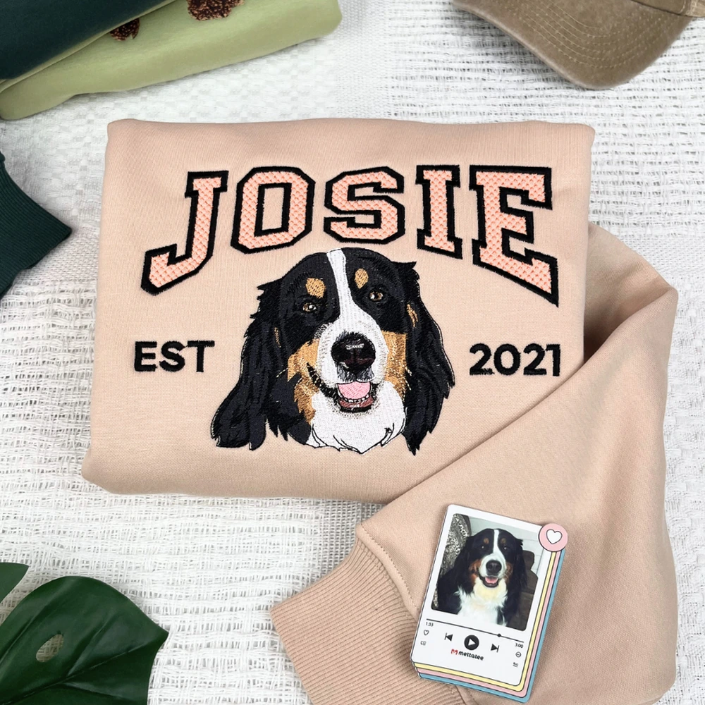 adorable embroidered custom pet t shirt comfort colors dog portrait shirt dog mo 3 Adorable EMBROIDERED Custom Pet T-shirt Comfort Colors®- Dog Portrait Shirt - Dog Mom Gift- Dog Embroidery - Dog Lover - Image 3