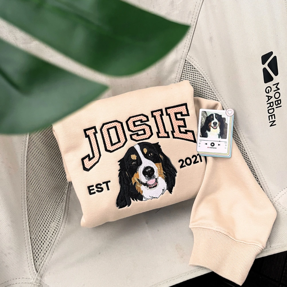 adorable embroidered custom pet t shirt comfort colors dog portrait shirt dog mo 4 Adorable EMBROIDERED Custom Pet T-shirt Comfort Colors®- Dog Portrait Shirt - Dog Mom Gift- Dog Embroidery - Dog Lover - Image 4