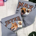 adorable embroidered dog portrait sweatshirt personalized pet face name sweater 1