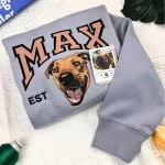 adorable embroidered dog portrait sweatshirt personalized pet face name sweater 1