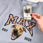 adorable embroidered dog portrait sweatshirt personalized pet face name sweater 1