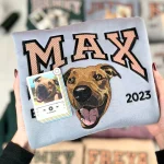 adorable embroidered dog portrait sweatshirt personalized pet face name sweater 1