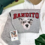 dog portrait custom embroidered sweatshirt or t shirt from your photo personaliz 1