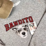 dog portrait custom embroidered sweatshirt or t shirt from your photo personaliz 1