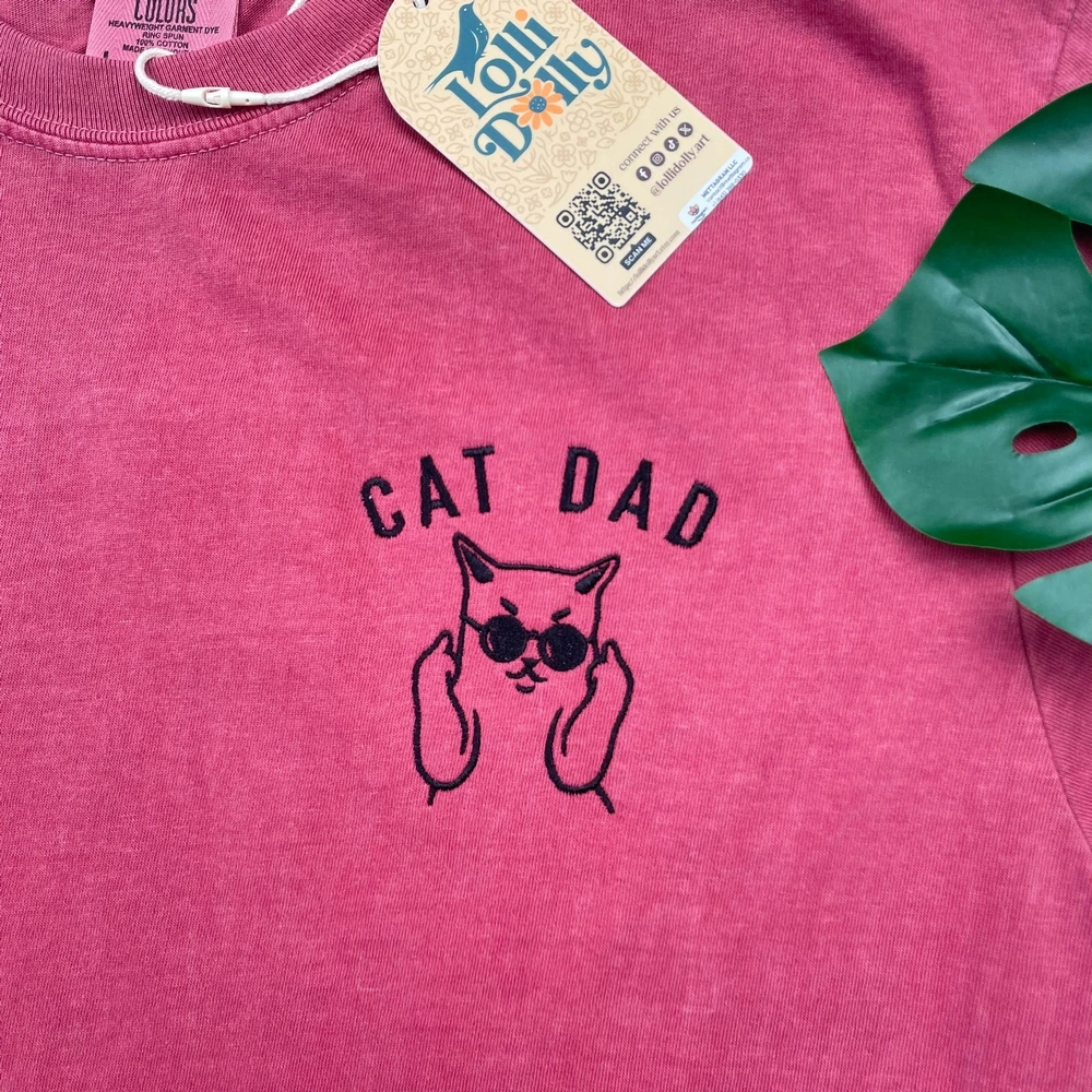 cat dad funny embroidered t shirt or sweatshirt perfect fathers day gift from ca 2 Cat Dad – Funny Embroidered T-Shirt or Sweatshirt, Perfect Father’s Day Gift from Cat, Cat Lover Apparel - Image 2